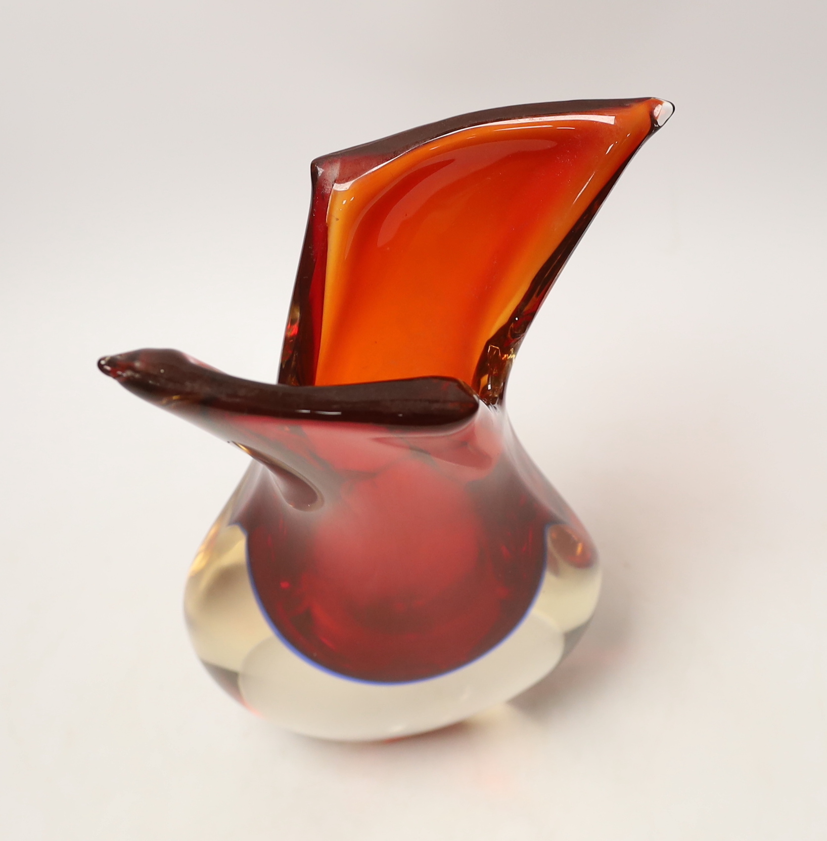 A Murano Sommerso two colour glass vase, 33cm high
